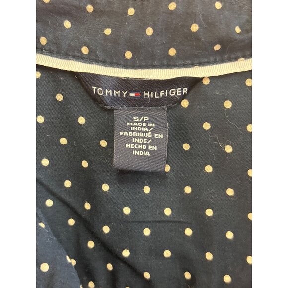 Tommy Hilfiger Womens Navy Polka Dot Short Sleeve Button-Up Shirt S - Picture 5 of 7